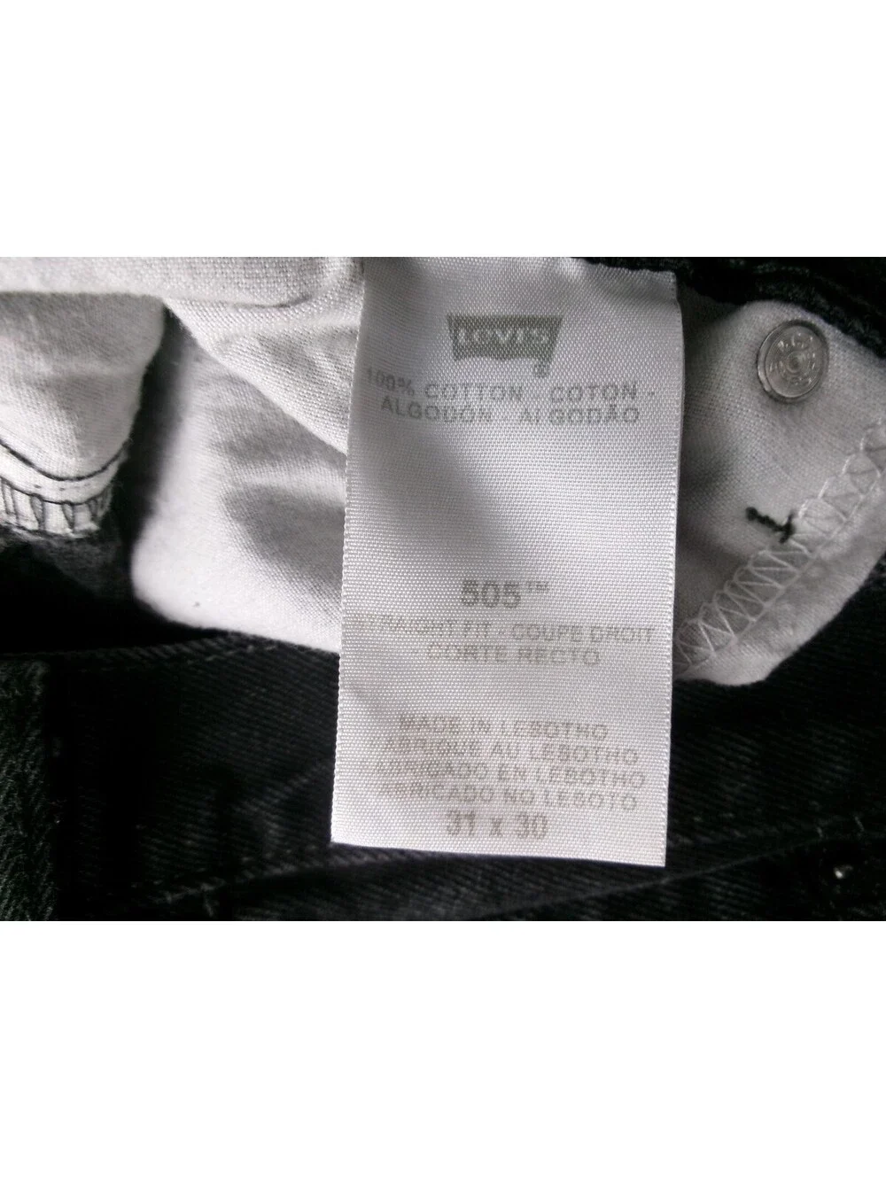 Levi's 505 Straight Fit Jeans Mens 31x30 Black Denim 100% Cotton